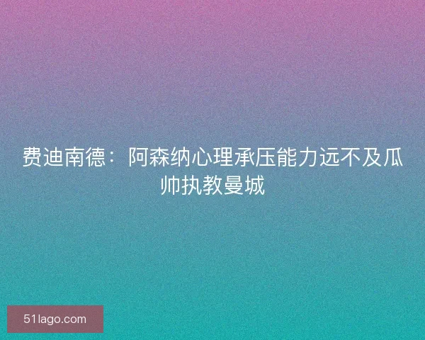 费迪南德：阿森纳心理承压能力远不及瓜帅执教曼城